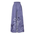 thumbnail image 4 of Women's Summer Wide Leg Palazzo Pants Spring Casual High Waisted Flowy Trousers Boho Beach Vacation Outfits (Light Purple L), 4 of 5
