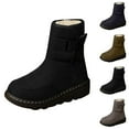 thumbnail image 6 of XIMIN Women's Thermal Fleece Lining Anti Skid Mid Calf Boots Waterproof Cloth Warm Snow Boots Round Toe Plush Lining Slip-On Waterproof Winter Boots with Hook And Loop, 6 of 8