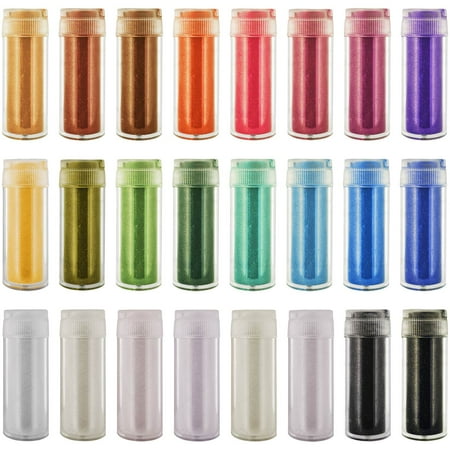 U.S. Art Supply Jewelescent 24 Color Set of Mica Pearl Powder Pigment in 9 Gram Shaker Bottles - (Best Prices Mica Powder For Soap)