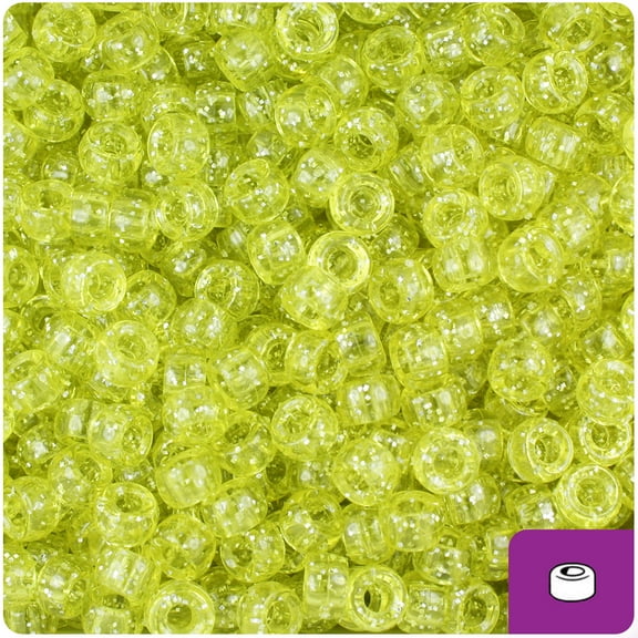 BeadTin Yellow Sparkle 6.5mm Mini Barrel Pony Beads (1000pcs)