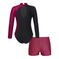thumbnail image 2 of TiaoBug Girls 2Pcs Rhinestone Tracksuit Long Sleeve Gymnastics Dance Outfit Leotard with Shorts Unitard A01 6, 2 of 7