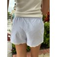 thumbnail image 3 of Michellecmm Women’s Button Front Shorts Casual Elastic Waist Lace Trim Striped Print Lounge Shorts Going Out Shorts, 3 of 7