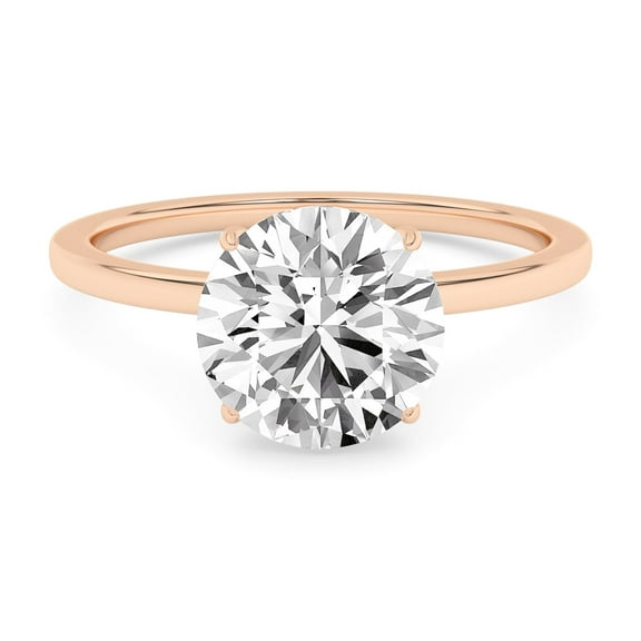 AFFY 4-Prong Solitaire Engagement Rings For Women, 2.00 Carat (ctw) Round Lab Created Moissanite Promise Ring For Her In 14k Rose Gold Over Sterling Silver | VVS1 Quality Ring Size-10