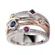 thumbnail image 2 of Anillo de diamantes completo brillante de plata Anillo de diamantes de mujer con piedras preciosas geométricas coloridas Wmkox8yi sjalhkljlk2356, 2 of 2