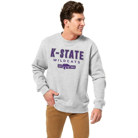 Men's-League Collegiate Wear  Heather Gray Kansas State Wildcats Essentials 2.0 Pullover Sweatshirt