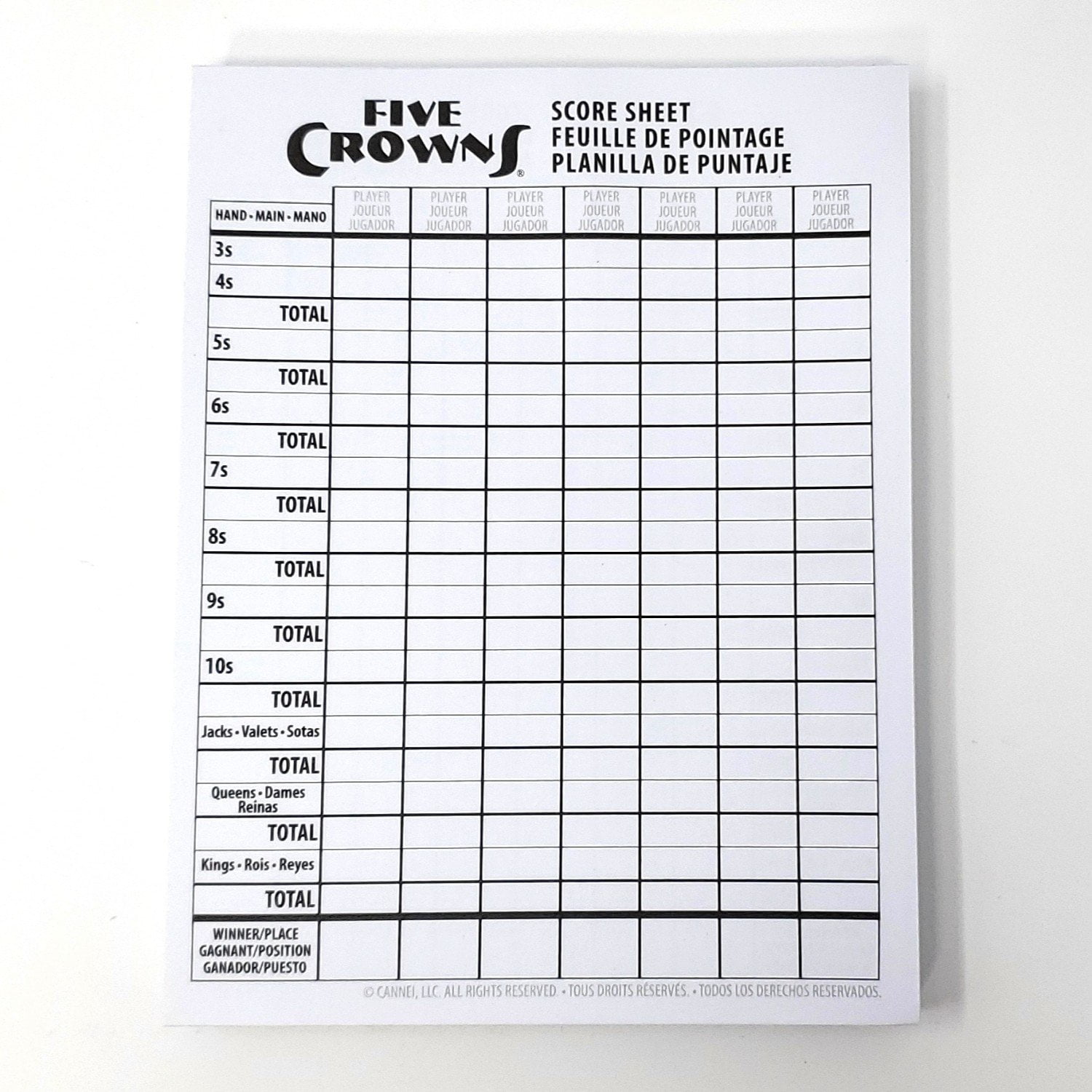 five crowns card game scorepad sheet for multilingual use