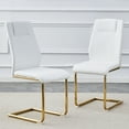 thumbnail image 5 of Set of 4 Modern Dining Chairs, White PU Faux Leather Padded Seat with Metal Legs for Dining Room, 5 of 10