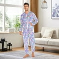 thumbnail image 3 of Adult Christmas Onesie Pale Pink Purple and Blue Mermaid Scales and Pearls in Digital Illustration St Zipper One-Piece Pajamas Unisex with Pockets, 3 of 6
