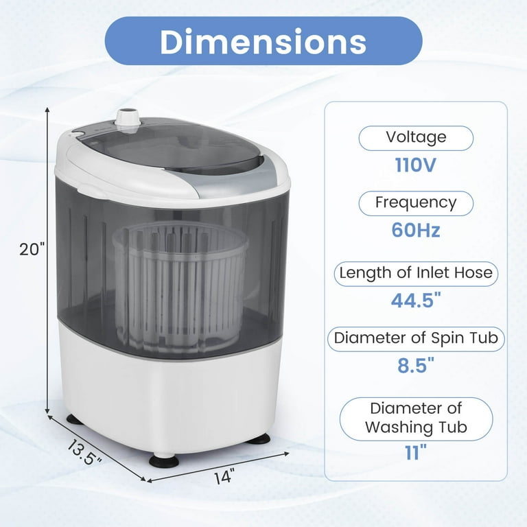 Costway Portable Mini Washing Machine Spin Basket, Compact - Main Image