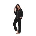 thumbnail image 6 of ANLIQI Women's 100% Cotton Long Sleeve Pajama Sets Button Down Notched Collar Sleepwear Soft Lounge Pjs with Pockets (Black,S), 6 of 7