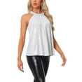 thumbnail image 4 of INSPIRE CHIC Women's Party Club Cocktail Sparkle Sleeveless Vest Tank Camisole Sequin Halter Tops XL Silver, 4 of 6