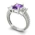 thumbnail image 2 of 3.61 ct Emerald Cut Simulated Alexandrite 3 Stone 18K White Gold Womens Engagement Ring, 2 of 5