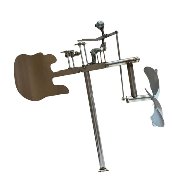 baterista para decoración de jardín, figura artística, adorno de metal, escultura de viento para patio interior, jardín, césped y