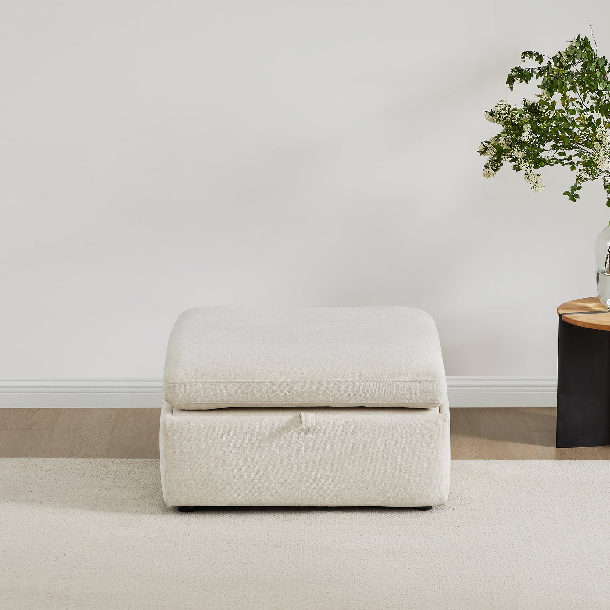 CHITA ottoman with storage for Living Room, Fabric Foot Rest Stool Seat