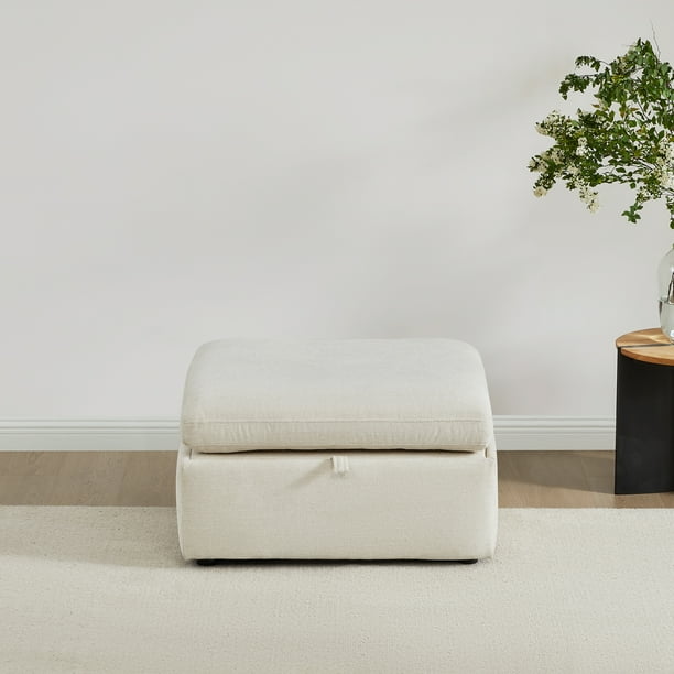 CHITA ottoman with storage for Living Room, Fabric Foot Rest Stool Seat