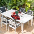 thumbnail image 2 of Red Valentine's Day Table Cloths for 4 Foot Rectangle Tables, Love Heart Truck Romantic Valentines Patio Waterproof Elastic Fitted Tablecloths, Washable Rectangular Table Cover for Camping, 2 of 8