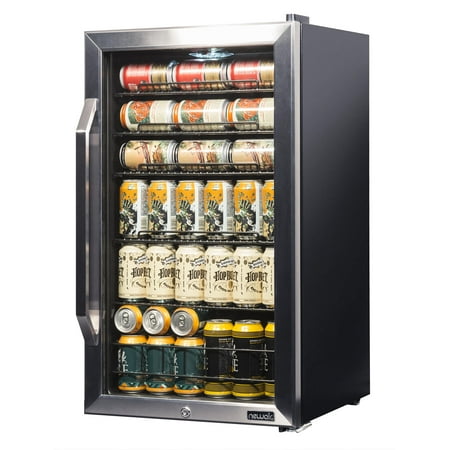 NewAir Premium Stainless Steel 126 Can Beverage Refrigerator and Cooler with SplitShelf Design, (Best Side By Side Refrigerators For 2019)