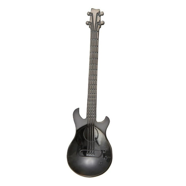 Batería de Cocina Cuchara de café con forma de guitarra de acero inoxidable, cucharas agitadoras de té (negro) Likrtyny Libre de BPA