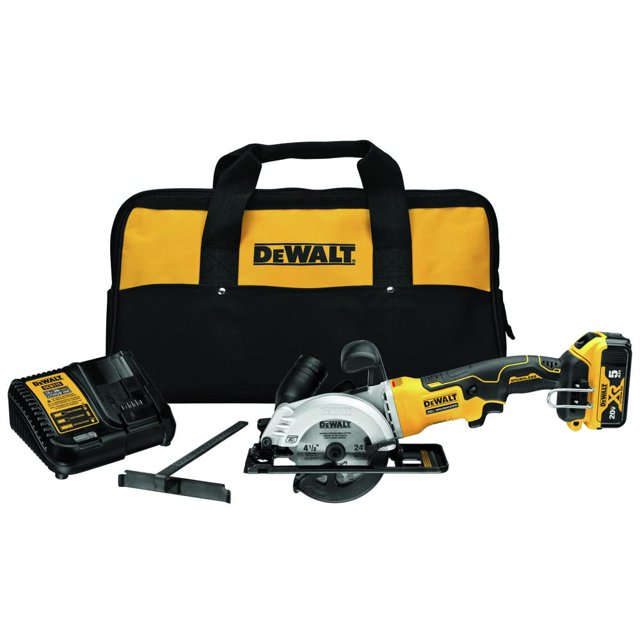 Sierra circular DEWALT ATOMIC 20V MAX* 4-1/2 pulgadas con batería