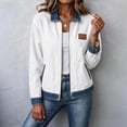 thumbnail image 2 of Edvintorg Women's Coats Color Block Long Sleeve Lightweight Jacket Fall Collared Zip up Outerwear with Pocket Plus Size Trendy Womens Clothes White S-3XL, 2 of 5