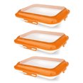 thumbnail image 1 of Plateau de Stockage Alimentaire Empilable 3 Pcs avec Couvercle Extensible, Économiseur d'Espace et Garde les Aliments Frais, Réutilisable, Lavable au Lave-Vaisselle et Congélateur, Durable, de Qualité Alimentaire, 1 of 9