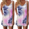 thumbnail image 2 of Viikei Sleeveless Dress Summer Dresses for Women Plus Size Dresses Clearance Tie-Dye Gradient Sleeveless Adjustable Strappy Summer Beach Swing Dress, 2 of 6