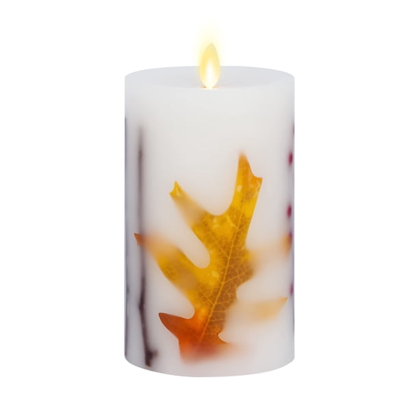Vela LED sin llama Luminara Orange Fall Leaf Real Wax