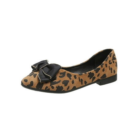 

Gomelly Women Casual Shoes Slip On Flats Pointy Toe Penny Loafers Fashion Ballet Flat Women s Ladies Walking Shoe Brown Bow 5.5