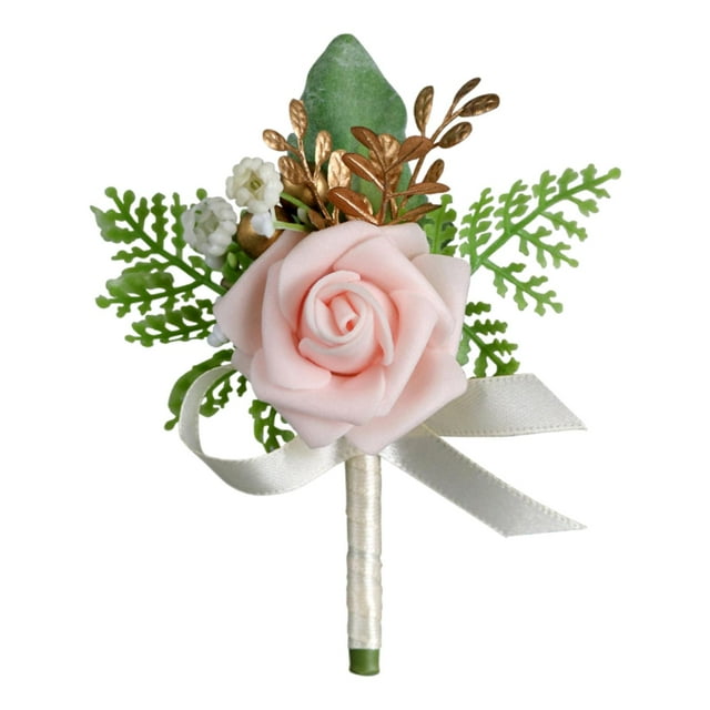 Flor de boda Boutonniere Novio Boutonniere Elegante Broche Traje Pin, Rose Boutonniere para Prom Banquete Compromiso