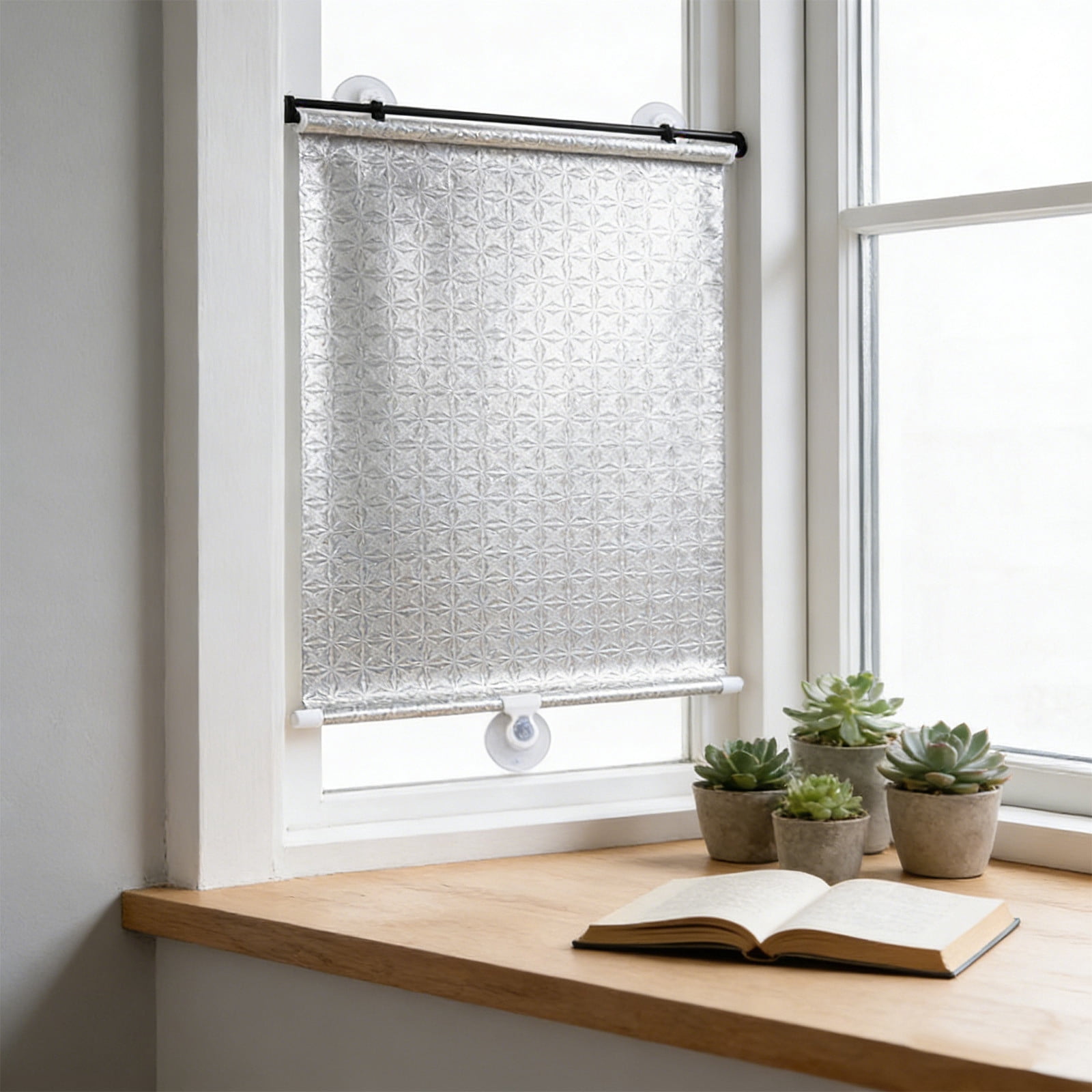 Tusihei Portable Blackout Window Cover, No Drilling Retractable Roller Window Shades, Indoor Windows Blackout Blind Shade for Home Bedroom Trave