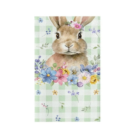 

Easter Kitchen Dish Towel Striped Rabbit Print Household Kitchen Towel