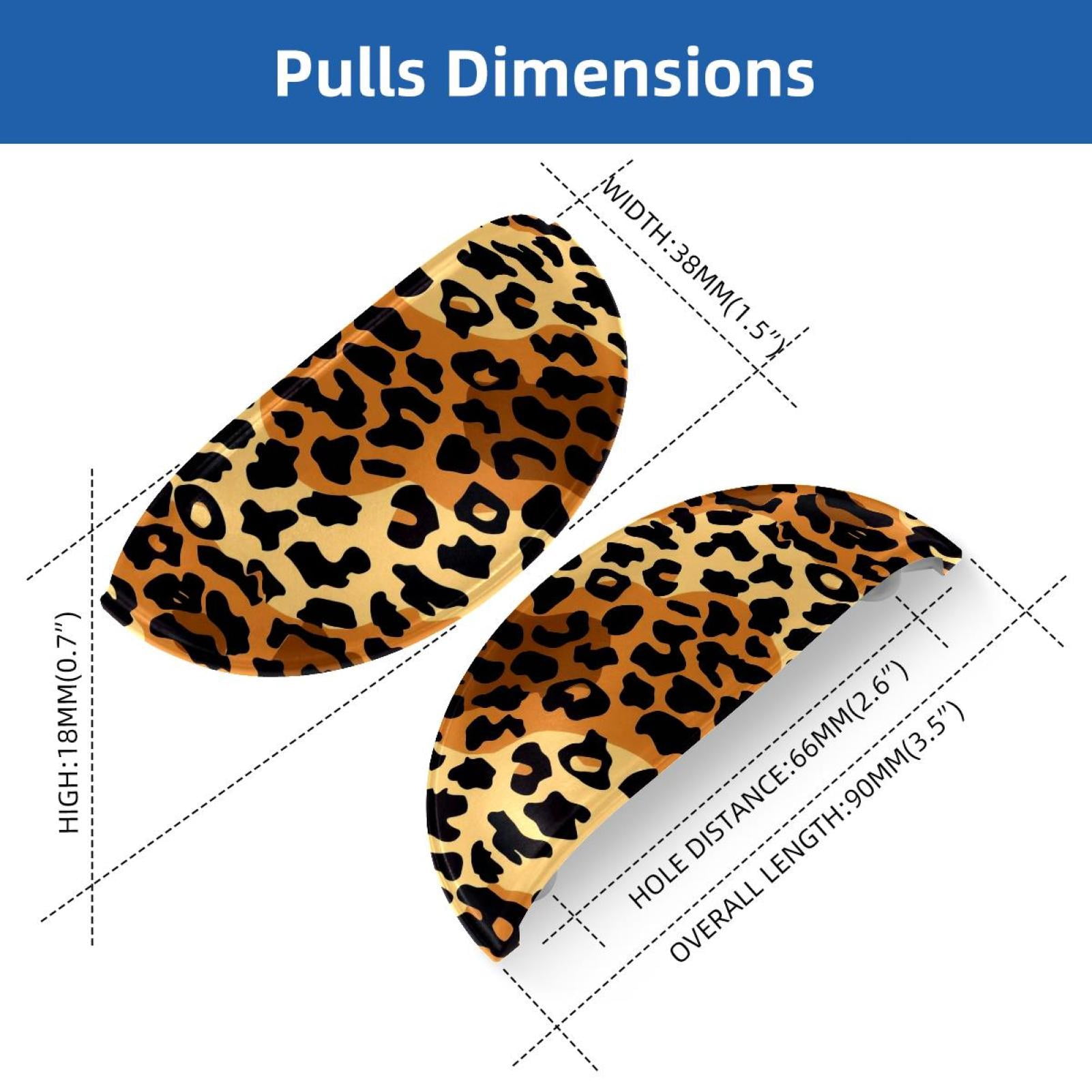 PhooArto 6 Pcs Cup Drawer Pulls, Animal Leopard Pattern Shell Shape Handles Cabinet Knobs for Dresser Cupboard Closet Wardrobe with Screws