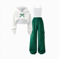 thumbnail image 3 of ZIXKCGDSE Girls 3 Piece Outfits Tank Tops Letter Print Hooded Sweatshirt and Sweatpants Set Size 9-10 Years, 3 of 4
