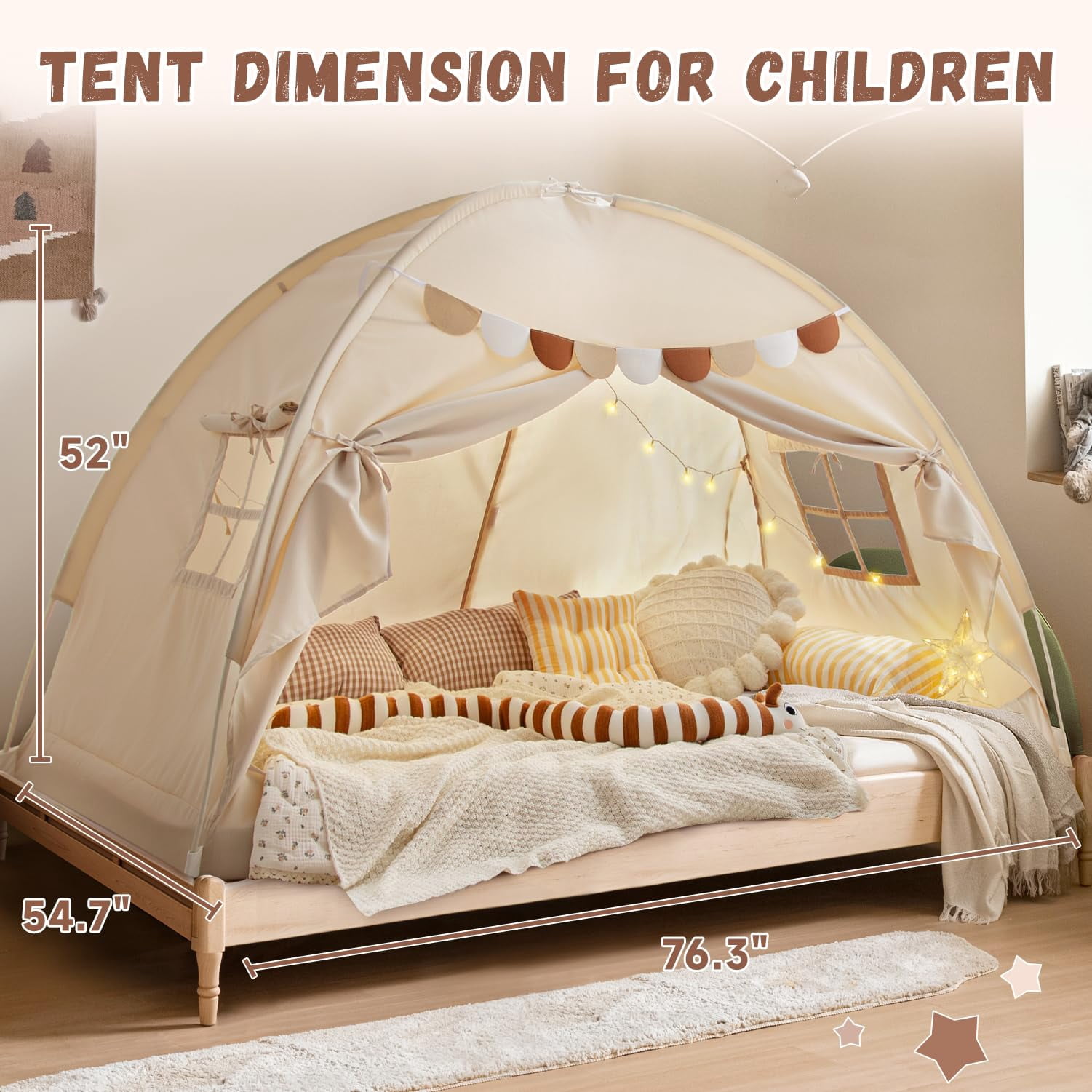 Full Size Bed Tents For Dream Tent On Bunk Space Blackout Sleeping Playhouse Indoor Portable Drafty House Girl Birthday Gift