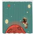 thumbnail image 3 of Ambesonne Space Shower Curtain, Doodle Cosmonaut, 69"Wx84"L, Coral Turquoise Ivory, 3 of 3