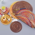 thumbnail image 3 of Round Woven Coasters Hand- Woven Cup Cotton Colored Hot Pads for Kitchen Dinning Table Use 2pcs ( Brown Pattern, 18cm ), 3 of 5