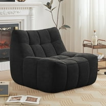 NBLDGT Comfy Lounge Chair with Wide Backrest, Single Seated Bean Bag Chair with High-Rebound Memory Foam, Upholstered Accent Chair for Living Room, Bedroom, Office (Black)