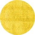 thumbnail image 1 of Ahgly Company Indoor Round Abstract Yellow Modern Area Rugs, 4' Round, 1 of 4
