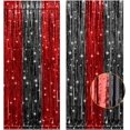 thumbnail image 2 of PIGETALE, 2 Paquetes de 3.2x8.2 Pies Cortinas con Flecos de Aluminio Negro y Rojo Decoraciones para Fiestas, Cortinas de Oropel Telón de Fondo Serpentinas para Cumpleaños Graduación Fiesta Tema Extrañ, 2 of 4
