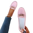 thumbnail image 4 of Women's Fashionable Casual Wear Versatile British Style Plus Size Loafers With Metal Chain Round Toe Flat Sole Pumps Comfortable Slip On Gifts, 4 of 9