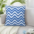 thumbnail image 5 of LNWH Decorative Pillow Covers, Blue Wavy Lines Square Sofa Decorative Knit Pillow Case, 22"x22", 5 of 8