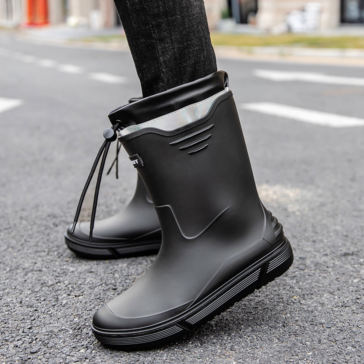 AUXDIQ Rain Shoes Men Mid-calf Boots Waterproof Rain Boots Outdoor Garden Shoes