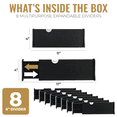 thumbnail image 3 of Rapturous Adjustable Drawer Divider, 4” Tall, Extends 11” - 17”, 8 Pack, Black, 3 of 8