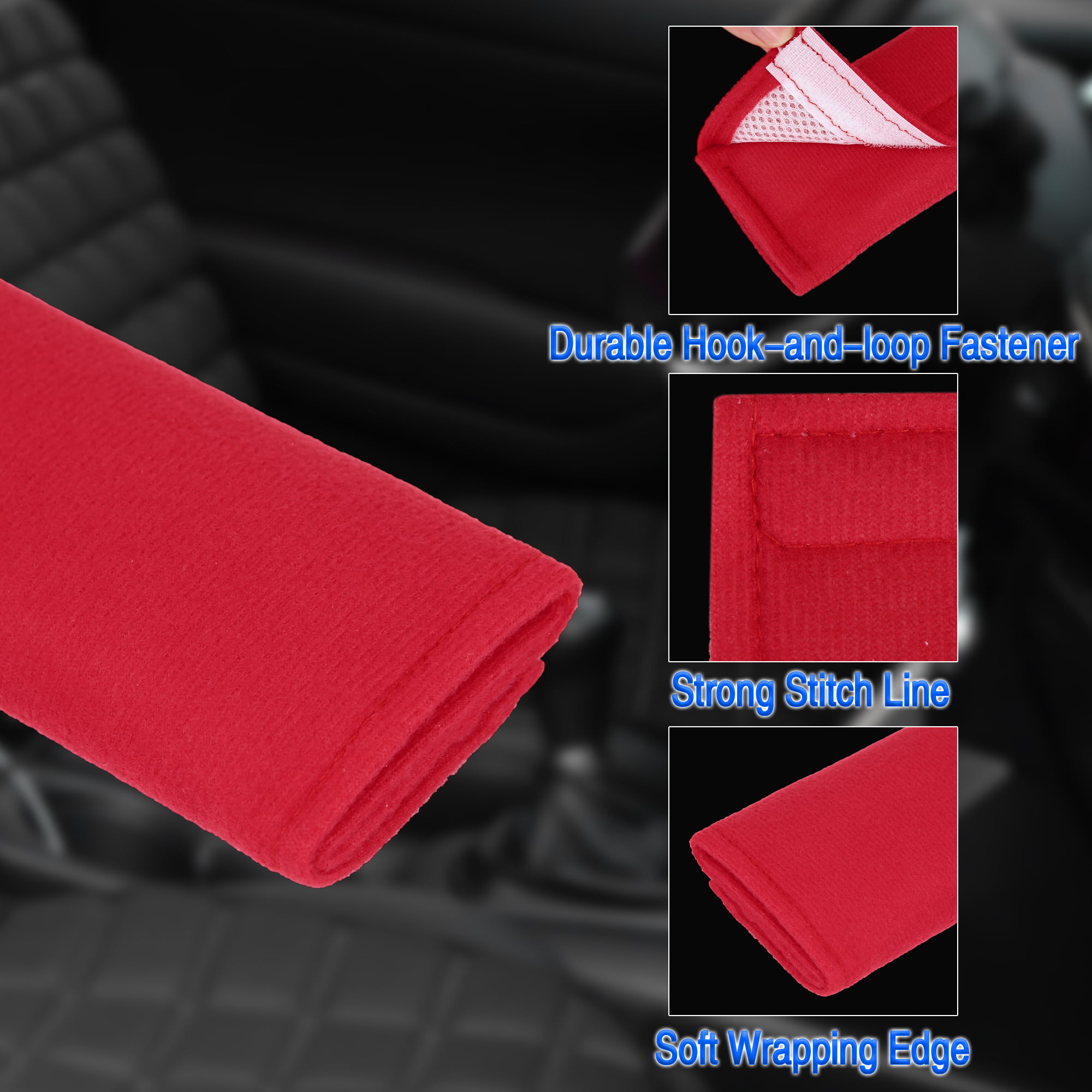 4 Pieces Car Seat Belt Cover Shoulder Pad Strap Cushion Red