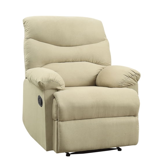 JERFIT Modern Beige Fabric Recliner Chair with Pillow Top Armrests, Soft Microfiber Motion Recliner for Living Room, Comfortable Reclining Lounge Chair