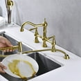 thumbnail image 5 of Cfowner Brass Bridge Kitchen Faucet, Kitchen Sink Faucet with Pull-Out Side Spray, Gold, 5 of 8