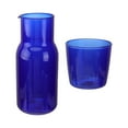 thumbnail image 3 of Viveous Blue Bedside Night Carafe Pitcher and Tumbler Glass Set 500ml Nightstand Water Carafe Glass Water Cup for Drinking, 3 of 10