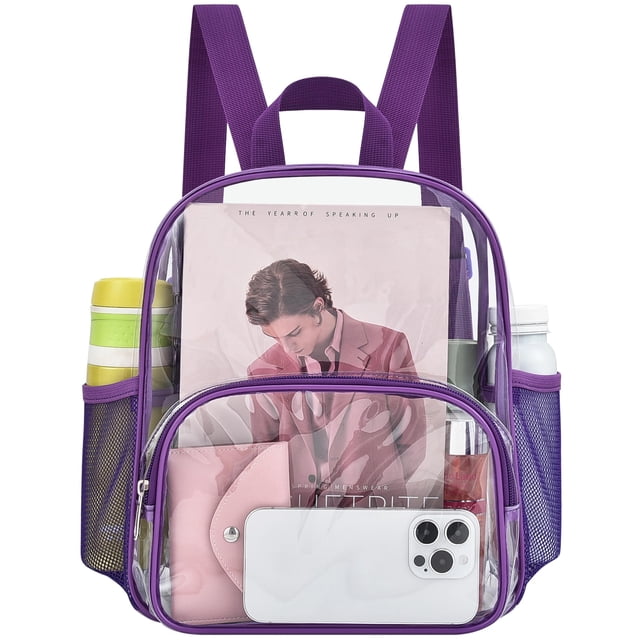 Mochila transparente Busiuw para eventos en estadios, 30 x 30 x 15 cm, color morado