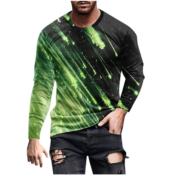 Blusas y camisas de manga larga y cuello redondo para hombre, camisetas casuales con estampado de moda y cuello redondo, blusas de licra de manga corta para hombre.