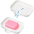 thumbnail image 1 of 2 Pcs White Silicone Self Draining Rectangular Soap Dishes - Waterfall Soap Trays - Soap Dishes for Bar Soap - Soap Boxes - Soap Case - Soap Container - Soap Pads - Kitchen Sink - Shower - Bathroom !, 1 of 6
